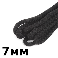 Шнур с сердечником 7мм,  Чёрный (плетено-вязанный, плотный)  в Дербенте